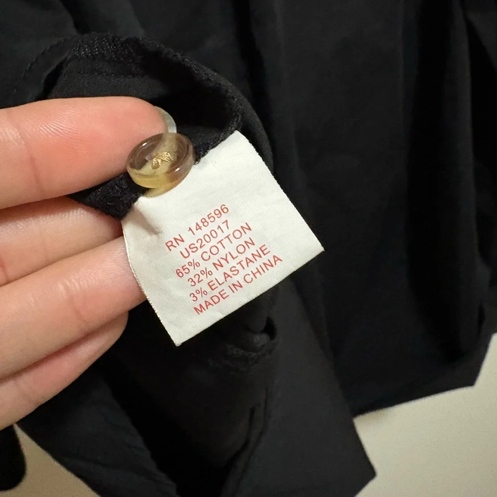 Universal Standard Black Stretch‎ Popover Shirt Minimalist Workwear XL